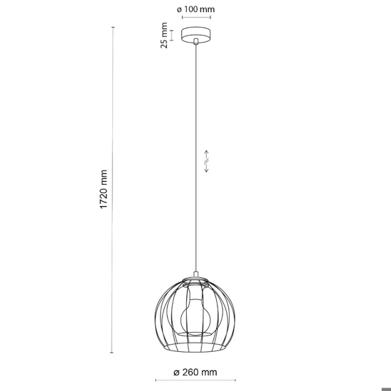 Lampadario per cucina a sfera nero 26 cm diffusore a gabbia